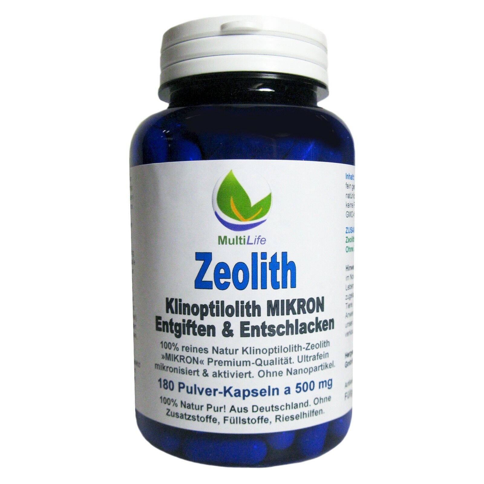 Zeolith Klinoptilolith Mikron 180 Kapseln Ohne Zusatzstoffe Natur Pur. 26147